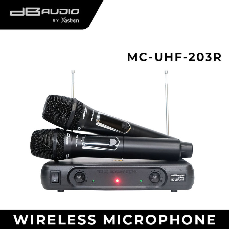 Db Audio by Astron MCUHF203R 2 Wireless Microphone - Ultra High Frequency | Rechargeable | Ideal for Karaoke & Events | Long-Range Performance