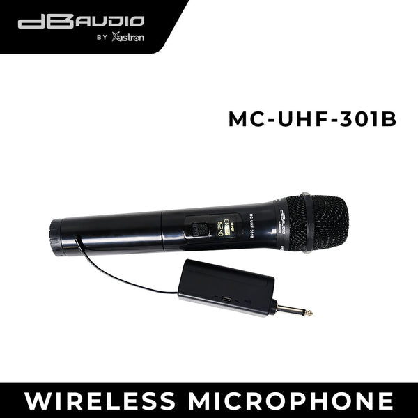 Db Audio by Astron MCUHF301B 1 Wireless Microphone - Ultra High Frequency | Battery Powered (AA)| Ideal for Karaoke & Events | Long-Range Performance