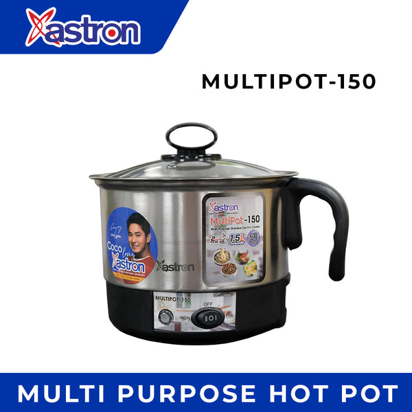 Astron MULTIPOT150 Multipurpose Electric Hot Pot - 1.5 Liter Capacity | Stainless Steel | Fast Boil | 600W