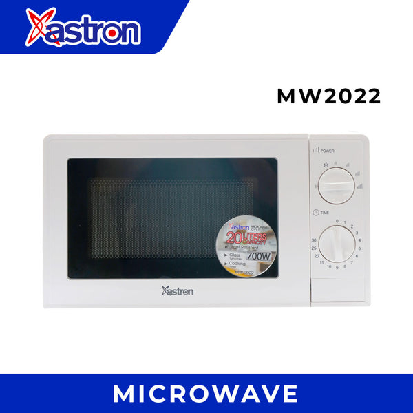 Astron MW2022 Microwave Oven - White | 20 Liter Capacity | 700W | Compact and Efficient | Easy Controls