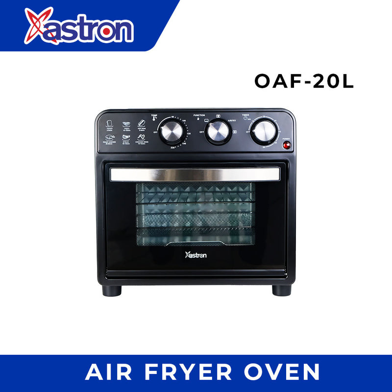 Astron OAF20L Digital Air Fryer Oven - Black | 20L Capacity | with Rotisserie | 3 Layer Pan Holder | 20L capacity | 2000W