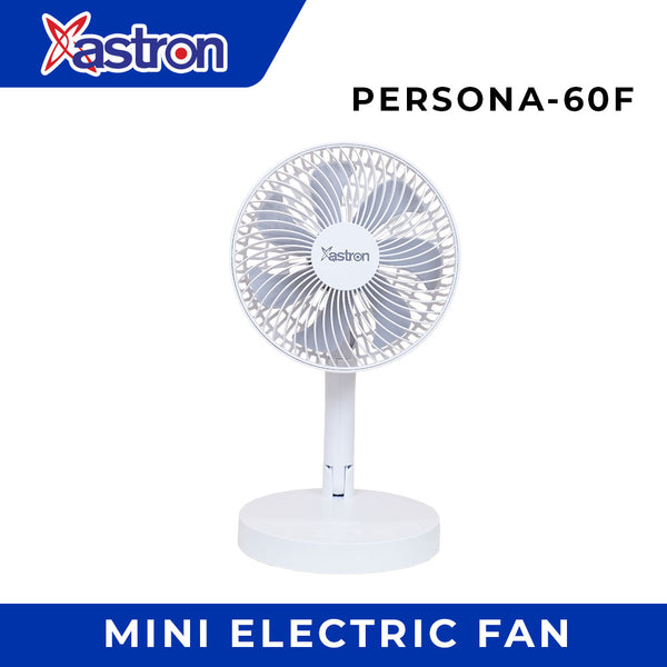 Astron PERSONA60F Portable Rechargeable Fan | 6.5" Fan Blade | Compact with Swing Feature| 7200mAh Battery | 7W