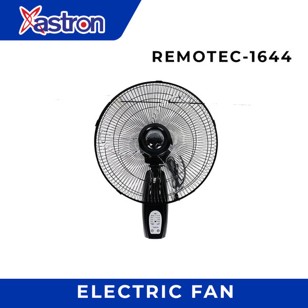 Astron REMOTEC1644 16" Electric Wall Fan - Black | with Remote and Timer | Transparent Banana Blade | Powerful Airflow | 50W