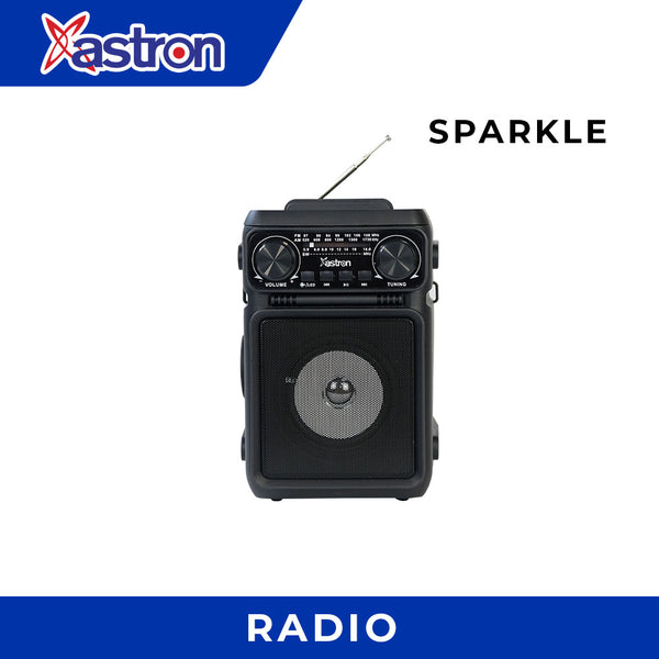 Astron SPARKLE Solar Powered Radio - AM/FM | Portable | Bluetooth | Rechargeable Battery | LED Flashlight | Outdoor and Emergency Use