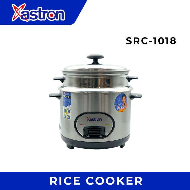 Astron SRC1805 Rice Cooker with Steamer - 1.8 Liter Capacity | Easy to Clean | Anti-Rust | Ideal for 6-10 Persons | 700W