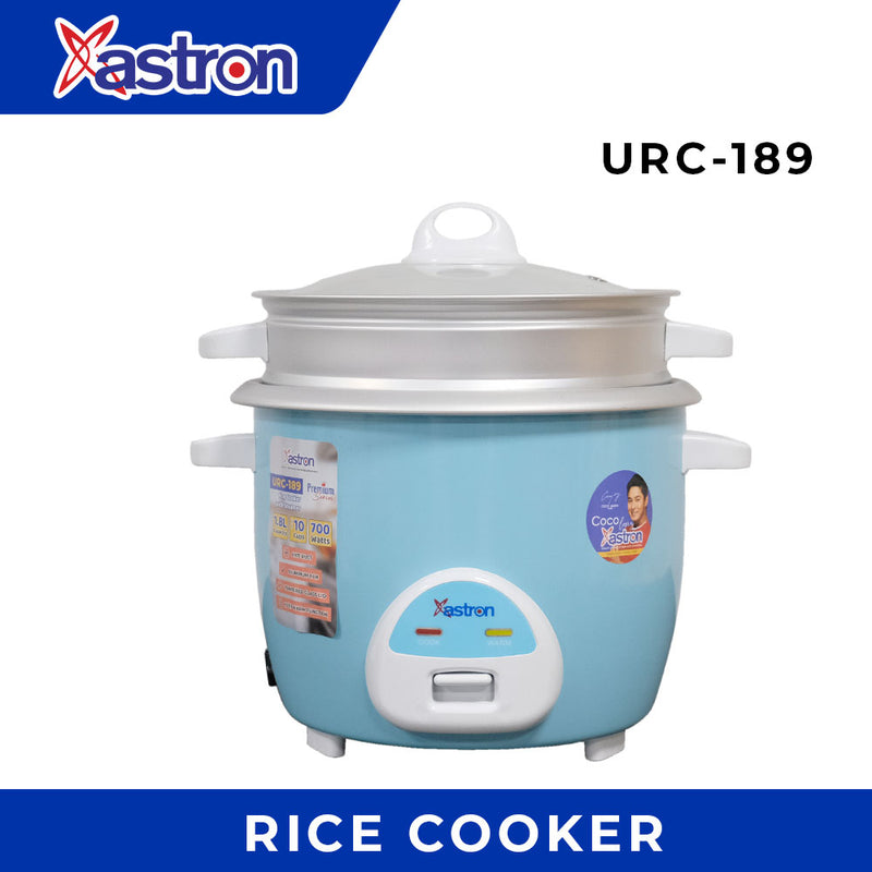 Astron URC189 Rice Cooker with Steamer - 1.8 Liter Capacity | Keep Warm Function | Premium Series | Ideal for 6-10 Persons | 700 watts