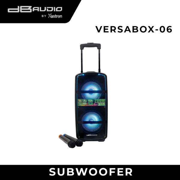DB Audio by Astron VERSABOX-06 Portable Mobile Trolley Speaker - Bluetooth | Rechargeable | 2 Free Mic | Horn Tweeter | 6" Woofer x2 | 750W| Outdoor & Karaoke Use