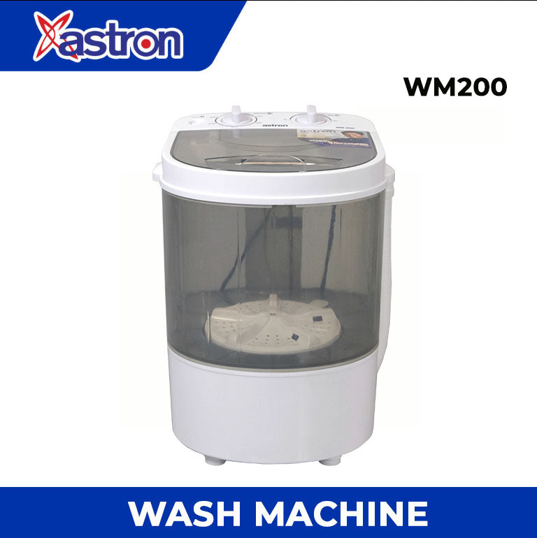 Astron WM200 2 in 1 Washing Machine - 2kg Capacity | Wash and Dry | Small but Powerful | Blue & Gray