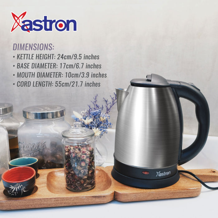 Astron 1.8L Electric Kettle/Espresso Pot (Silver)