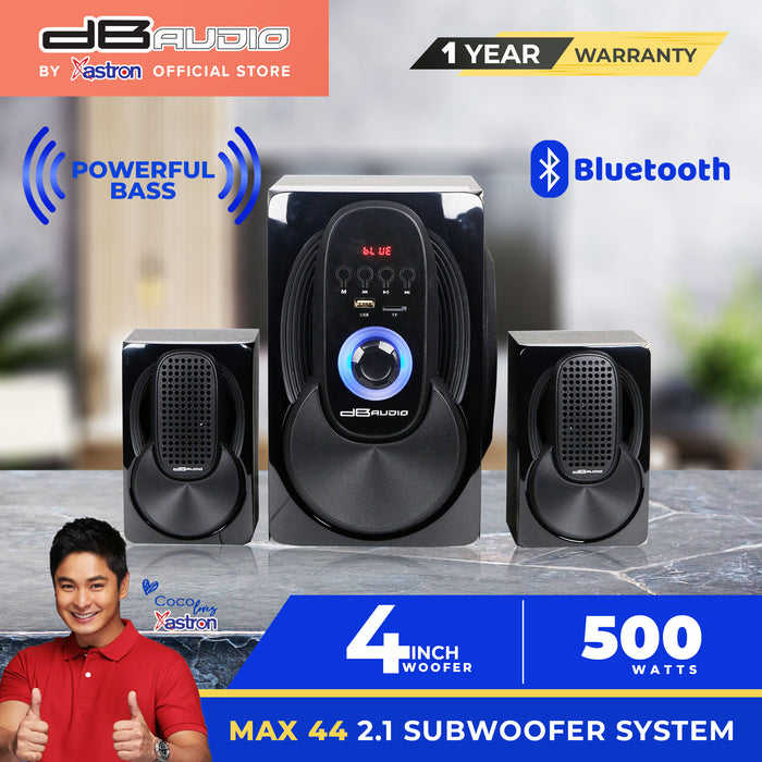 Db Audio MAX-44 2.1 Subwoofer System Bluetooth 4" woofer 500W FM Radio Powerful Bass