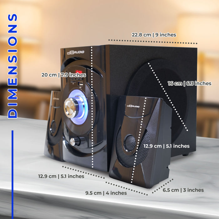 Db Audio MAX-42 2.1 Subwoofer System  Bluetooth  4" woofer  400W  FM Radio  Powerful Bass