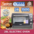 Astron EO-28 Electric Oven with Built-in Rotisserie and Interior Lamp (28L) (1500W) (Black)