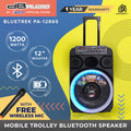 DB Audio by Astron BLUETREK PA-1286S Portable Mobile Trolley Bluetooth Speaker (1200W) (1 FREE Mic) (12