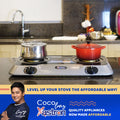 Astron GS-8080 Heavy Duty Cast Iron Double Burner Gas Stove  Stainless Steel Body