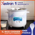 Astron MRC1005 Rice Cooker – 1 Liter Capacity | Compact Small Familiy Size | Keep Warm Function | Anti-Rust Body