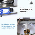 Astron GS288 Double Burner Gas Stove | Heavy Duty | Stainless Steel Body | Auto-Ignition Burner