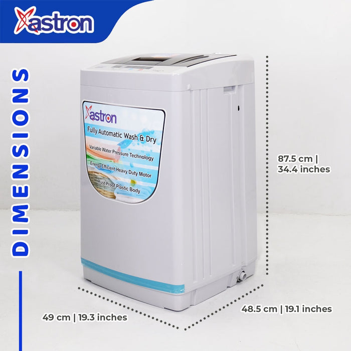 Astron AUTOWASH78 7.8 kg Automatic Washing Machine (Wash and Dry) | Rust Proof Plastic Body | Fully