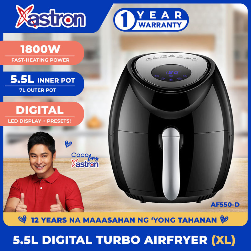 Astron AF550-D 5.5L Digital Turbo Airfryer (XL Size) (1800W) (1 Year Warranty)  LED Display