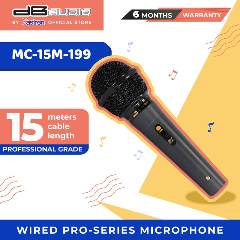 Db Audio by Astron MC15M199 Wired Pro-Series Microphone | 15 Meter Cable | Metal Body | Anti-slip | Studio-Quality Sound | Feedback Control