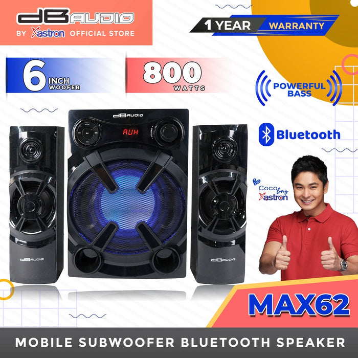 Db Audio MAX-62 2.1 Home Theater Subwoofer System | Bluetooth | 6" woofer | 800 Watts | FM Radio