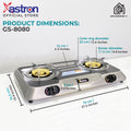 Astron GS-8080 Heavy Duty Cast Iron Double Burner Gas Stove  Stainless Steel Body