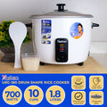 Astron URC180 Drum Shape Rice Cooker -1.8 Liters | Large Capacity | Aesthetic | Ideal for 6-10 persons | 700W | Free Paddle