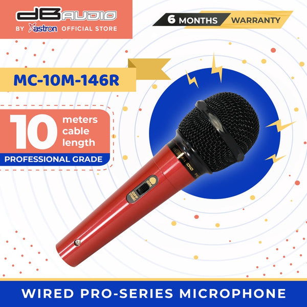 Db Audio by Astron MC10M146R Wired Pro-Series Microphone | 10 Meter Cable | Metal Body | Anti-slip | Studio-Quality Sound | Feedback Control
