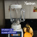 Astron BL153 Everyday Glass Jug Blender - White | 1.5 Liter Capacity | Stainless Steel Blade | Daily Use | Compact and Reliable