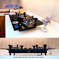 Astron GS9090 Built-in Double Burner Gas Stove | Heavy Duty | with Hob | Tempered Glass Top