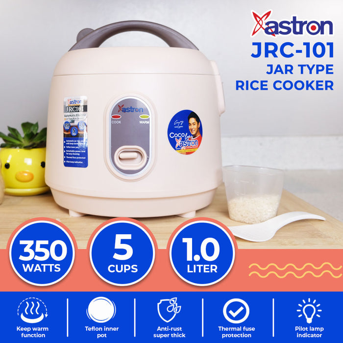 Astron JRC-101 1L Jar Type Rice Cooker (Nude Beige)  5 cups  350W  3-4 persons  free paddle  aesthetic rice cooker  minimalist rice cooker  pastel rice cooker  small rice cooker