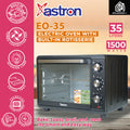 Astron EO35 Electric Convection Oven - Black | 35 Liter Capacity | Built-in Rotisserie | Multi- Function| Interior Lamp | Heavy Duty | 1500W