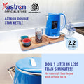 Astron DOUBLESTAR Electric Kettle - Blue | 2.2 Liter Capacity | Overheat Protection | Double Layered | 1800W