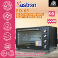 Astron EO65 Electric Convection Oven - Black | 65 Liter Capacity | Built-in Rotisserie | Interior Lamp | Large Capacity | Heavy Duty | 2200W