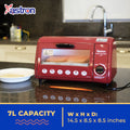 Astron OT774 Electric Oven Toaster - 7 Liter Capacity | Built-in Crumb Tray | Easy to Clean | Maroon/Black