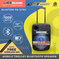 DB Audio by Astron BLUETREKPA1278C Portable Mobile Trolley Speaker - Bluetooth | Rechargeable | Outdoor and Karaoke Use | 12 