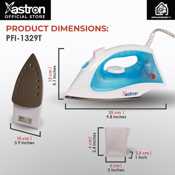 Astron PFI-1329T Dry and Steam Electric Flat Iron (1200W) with FREE cup  built-in steamer