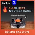 Astron MAXHEAT1 Single Burner Infrared Gas Stove | Heavy Duty | Ceramic Burner | Tempered Glass Top