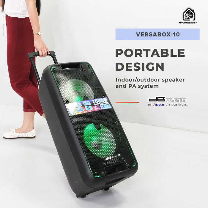 DB Audio by Astron VERSABOX10 Portable Mobile Trolley Speaker Bluetooth Free Mics Rechargeable 10