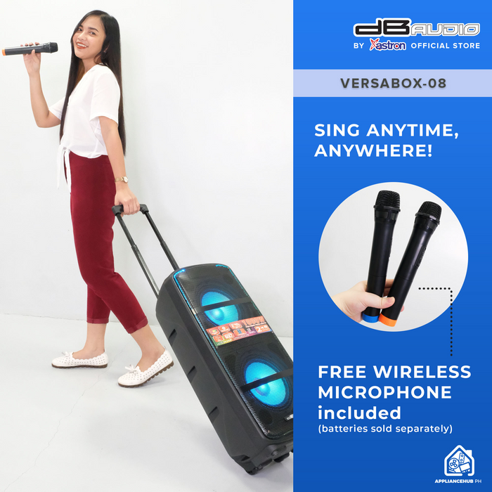 DB Audio by Astron VERSABOX-08 Portable Mobile Trolley Bluetooth Speaker (1000W) (2 FREE Mics) (8" Woofer x 2)  outdoor speaker  speaker for karaoke  rechargeable