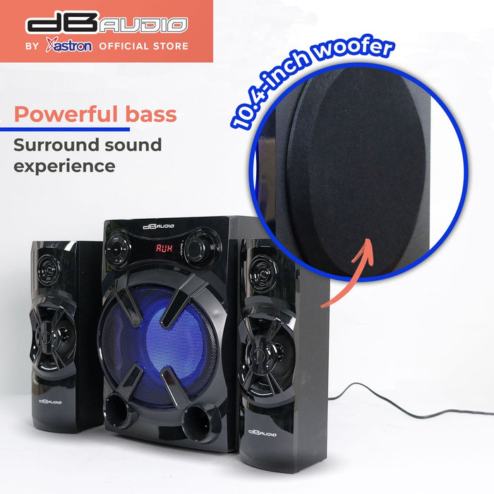 Db Audio MAX-62 2.1 Home Theater Subwoofer System | Bluetooth | 6" woofer | 800 Watts | FM Radio