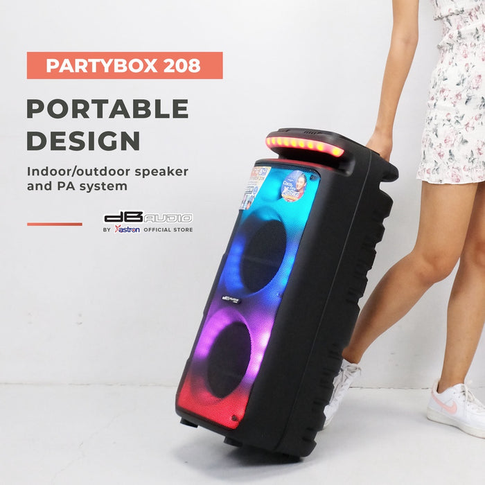 Db Audio PARTYBOX-208 Mobile trolley bluetooth speaker | 6" x 2 woofer | 750W | rechargeable