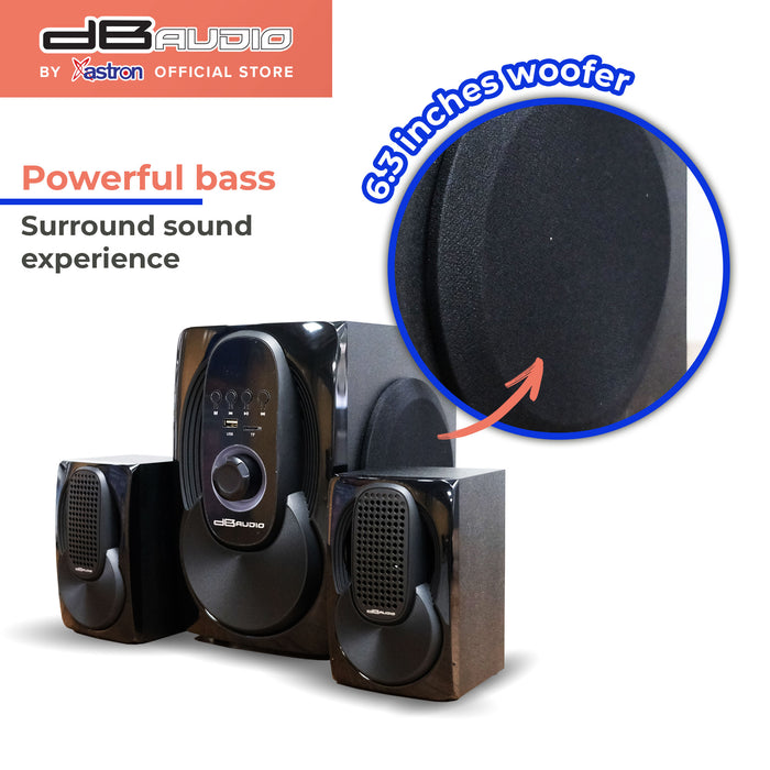 Db Audio MAX-44 2.1 Subwoofer System Bluetooth 4" woofer 500W FM Radio Powerful Bass