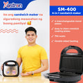 Astron SM400 Sandwich Maker | 4-in-1 Cooking Functions | Interchangeable Plates | Nonstick | Dual Heating | 750W