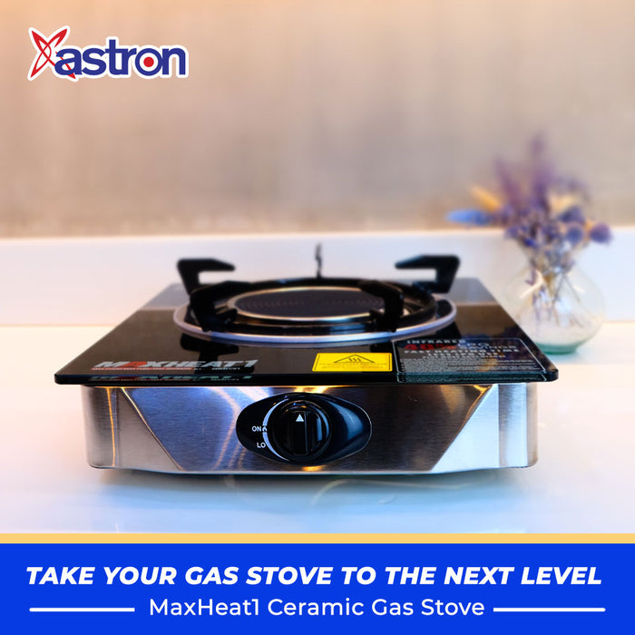 Astron MAXHEAT1 Single Burner Ceramic Gas Stove with Tempered Glass Top  infrared burner