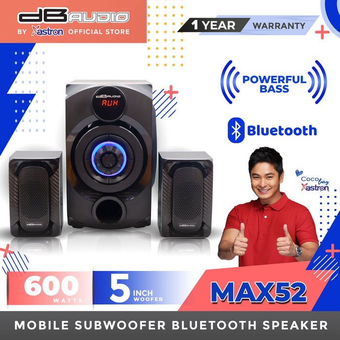 Db Audio MAX-52 2.1 Home Theater Subwoofer System | Bluetooth | 5" woofer | 600 Watts | FM Radio