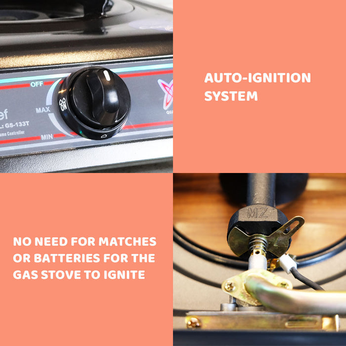 Astron GS-133T Teflon-Coated Single Burner Gas Stove  Heavy Duty  Non-stick Gas Stove  Easy to Clean