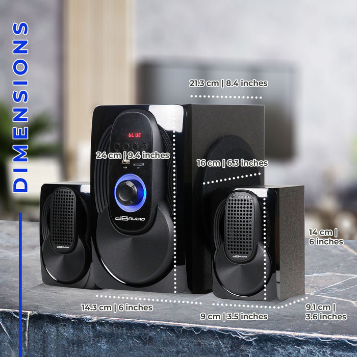 Db Audio MAX-44 2.1 Subwoofer System Bluetooth 4" woofer 500W FM Radio Powerful Bass