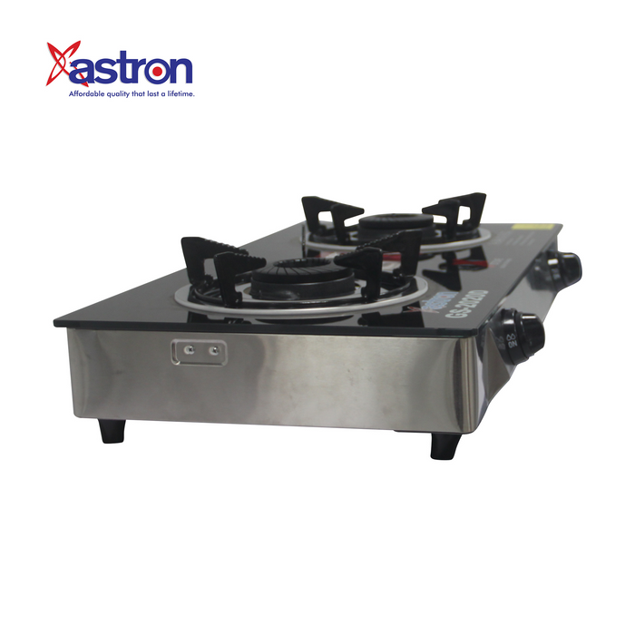 Astron GS-2020 Extra Heavy Duty Double Burner Gas Stove with Tempered Glass Top