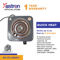 Astron ES-171 Single Burner Electric Stove | Portable | 1000W | Space-Saving Design