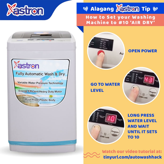 Astron AUTOWASH78 7.8 kg Automatic Washing Machine (Wash and Dry) | Rust Proof Plastic Body | Fully